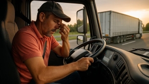 Conductor de camión fatigado al volante