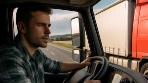 Conductor conduciendo un camión