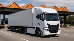 Camión pasando por un peaje