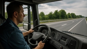 Conductor conduciendo un camión