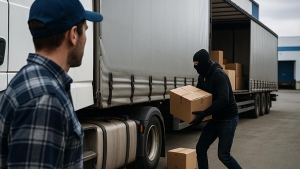 Ladrón robando en un camión