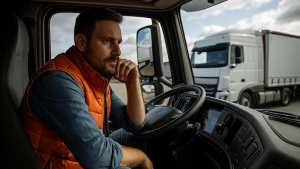 Conductor descansando en cabina